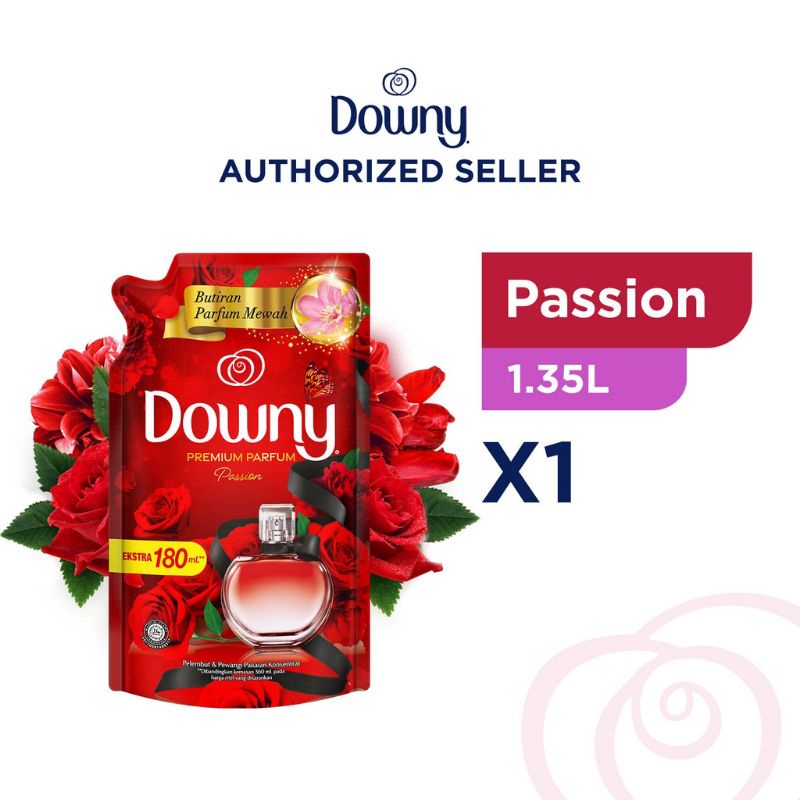 Downy Pelembut & Pewangi Pakaian Passion Konsentrat 1.35 Liter Butiran Parfum Mewah
