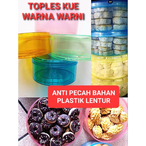 TOPLES ANTI PECAH | Toples Kue Kering Warna Warni Berwarna Kuat Anti Retak | Wadah Roti Kering 500gram 250gram | Tabung nastar kastengel putri salju | Lodong bahan plastik lentur lemas | Bungkus wadah hampers souvernir cake 250gr 500gr 1kg 1/2kg 1/4kg