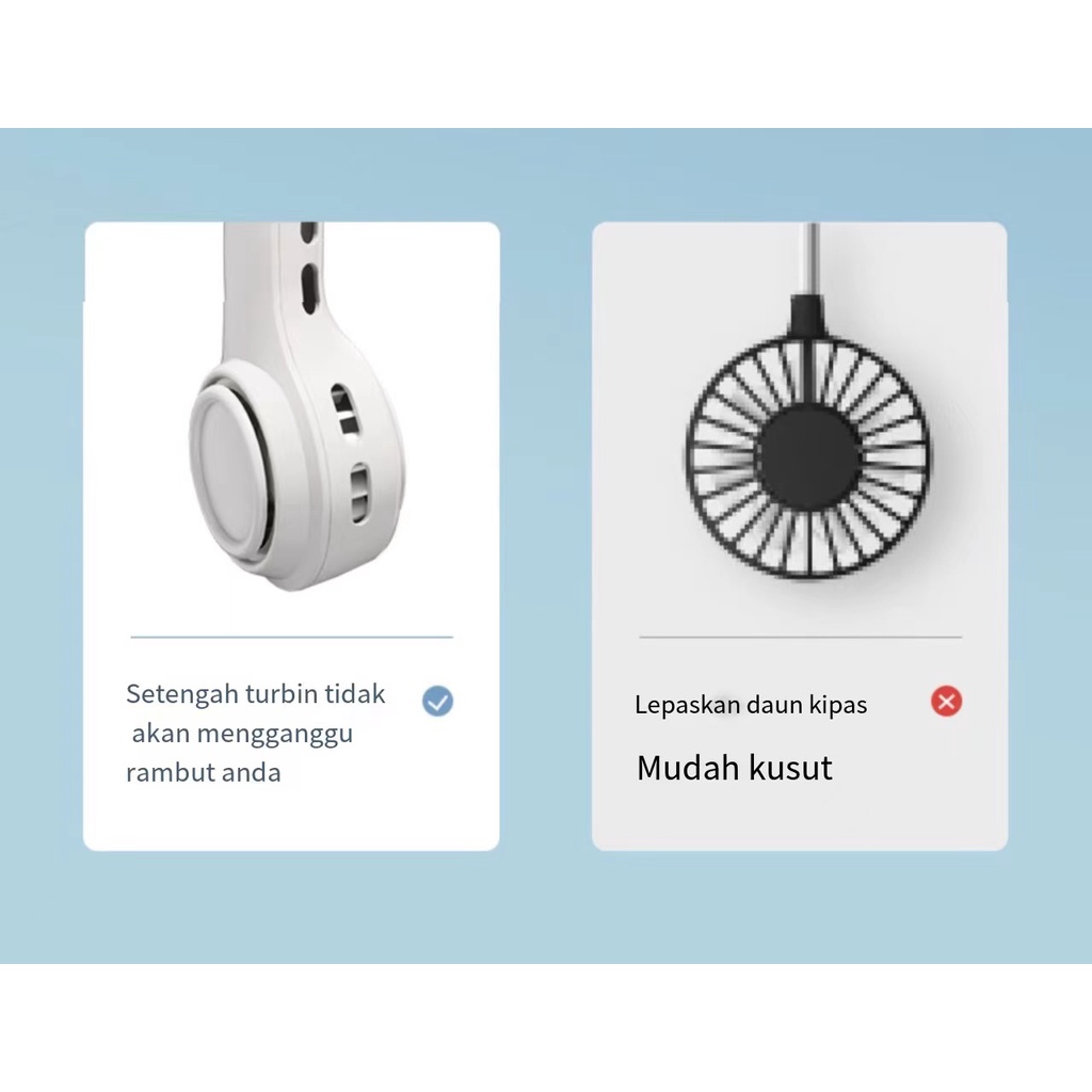 Kipas Angin Mini Gantung Leher Portable USB Rechargeable / Kipas Angin Kecil Isi Ulang / Mini Fan Neck Elektrik GB01