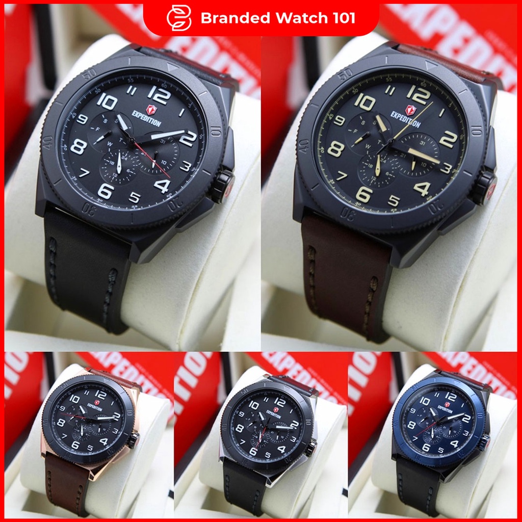 ORIGINAL Jam Tangan Pria Expedition E 6823 / E6823 / 6823 / E 6843 / E6843 / 6843 Garansi Resmi 1 Tahun, Leather