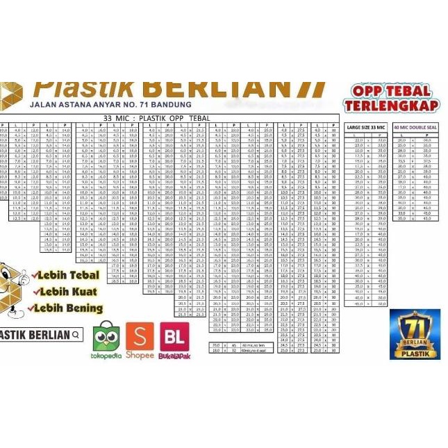 

40 x 45 cm Plastik OPP TEBAL (100 lbr) (lem/seal)