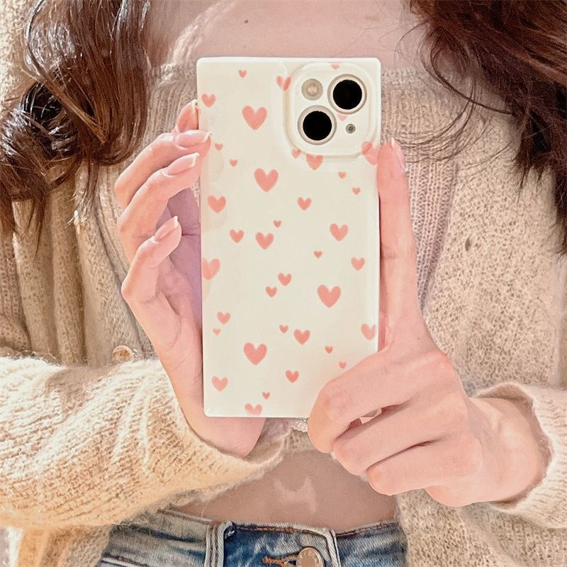 Casing Soft Case Motif Hati Pink Untuk IPhone 12 13 14 11 Pro Max Gghhb