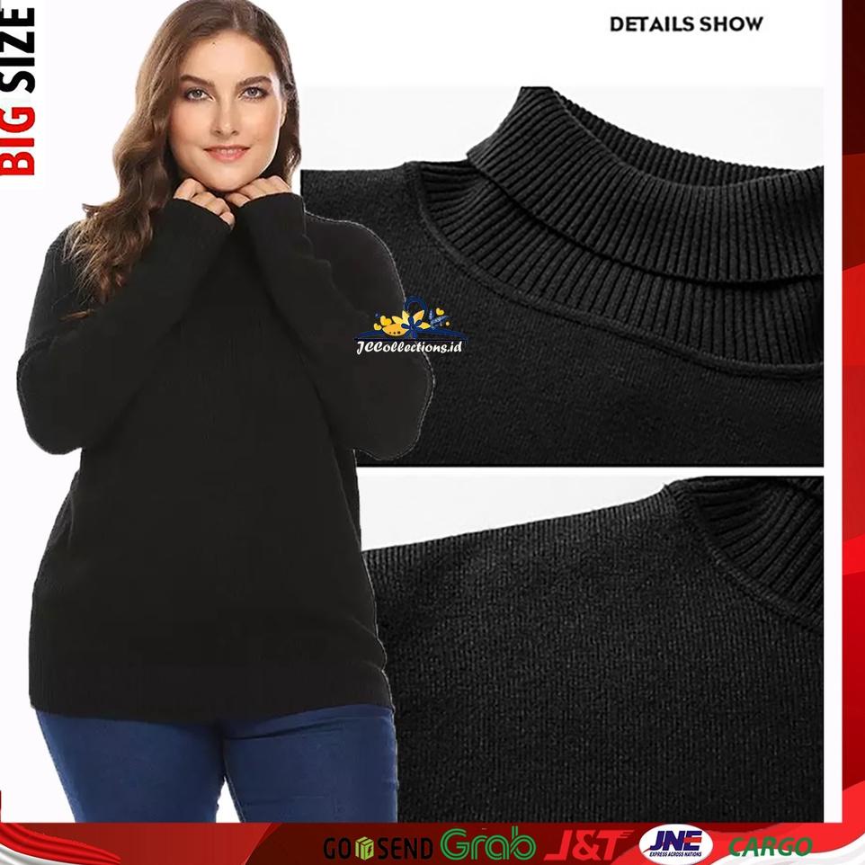 Sale Turtleneck Sweater Rajut Wanita 3XL Big Size / Sweater Rajut Jumbo - JCCollections