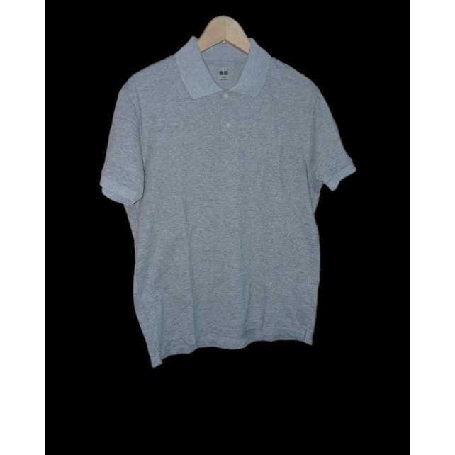 Polo Shirt Men Pria Brand Uniqlo Size M Ld 110cm Grey - RF