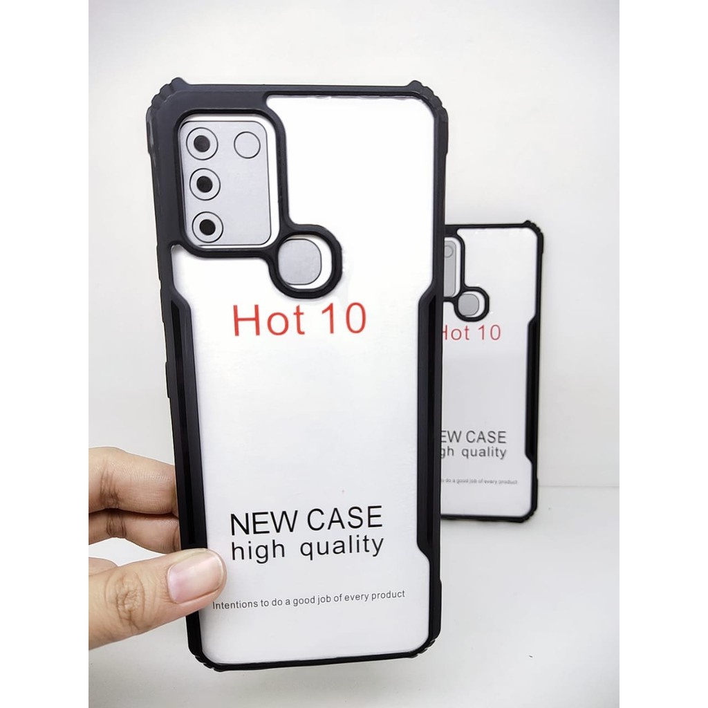 Case Infinix Hot 10 / Note 12 G96 / Hot 12 Pro 4G / Hot 20 5G / Note 12 Pro 2023 Anti Shocking Hardcase List Hitam Acrylic Case