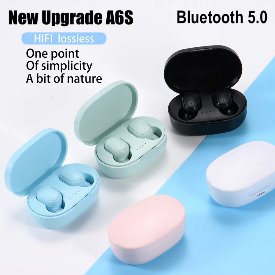 Headset Bluetooth 5.1 TWS A6S Macaron Waterproof IPX4 AH056 - XOBOX