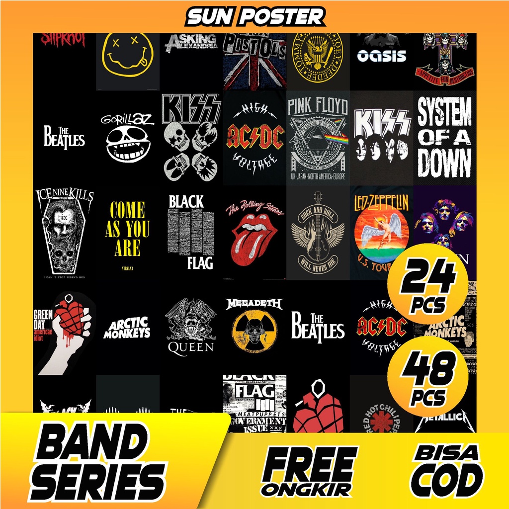 Poster Aesthetic Band Metal Rock Punk Dekorasi Dinding Kamar Tidur Aesthetic Stiker Sticker Dinding 