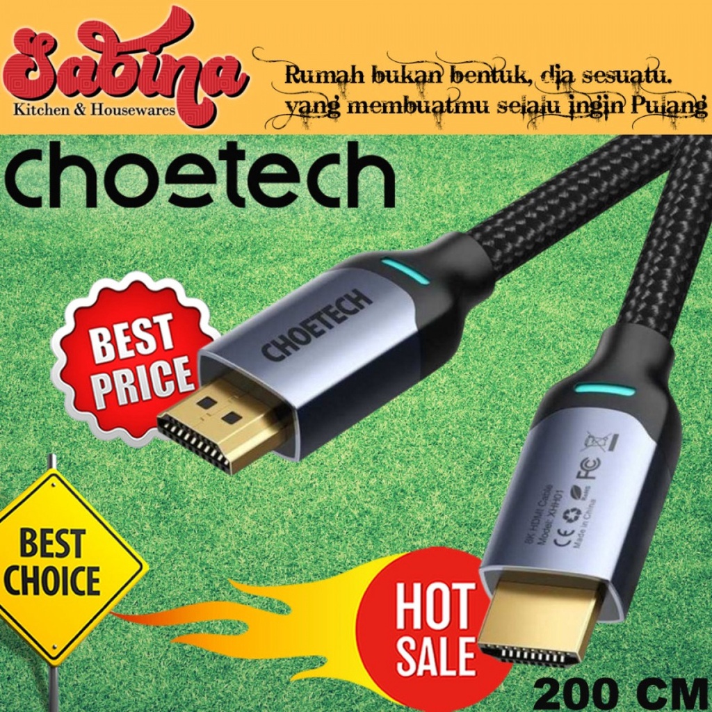 Kabel HDMI ke HDMI 2.1 Gold Plated Resolusi HDR 8K 60Hz 200CM