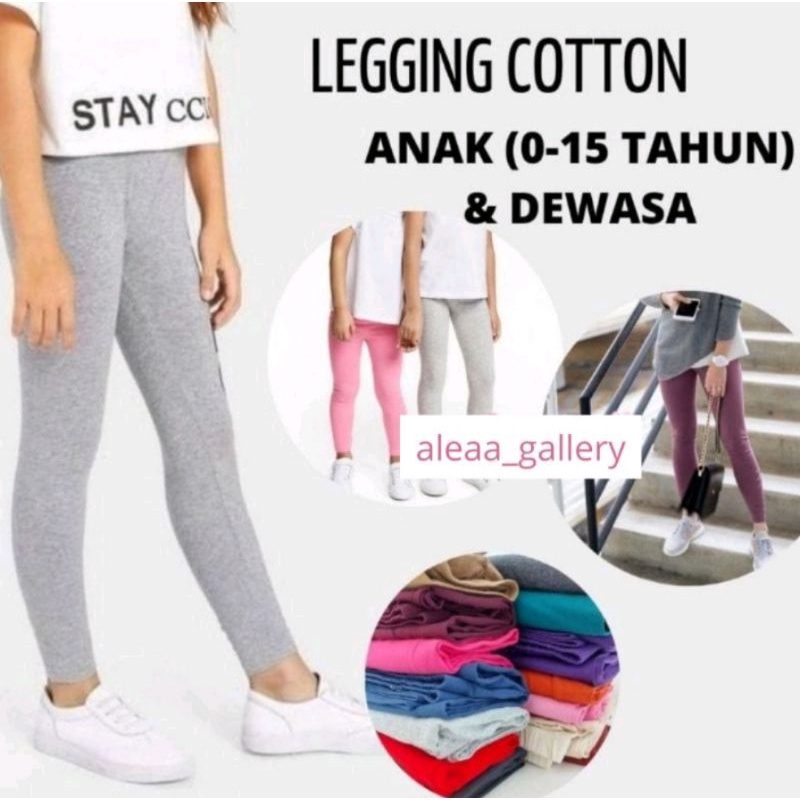 Legging Anak 0-15 Tahun - Celana Legging Panjang Anak Perempuan Polos Bahan Katun