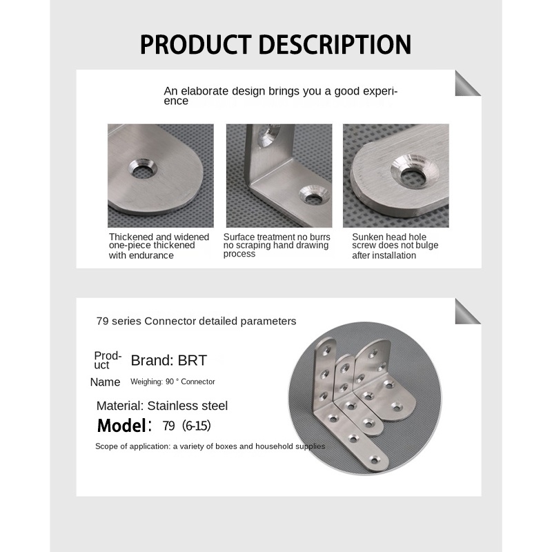 100PcsSiku L Stainless Steel untuk Ambalan Braket Siku Plat Lurus / Siku Penyangga Rak Dinding