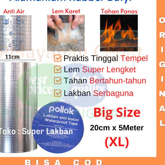 

Lakban Anti Bocor - penambal atap - karpet talang - pipa - 20cm x 5M - Butyl 20cm x 5M