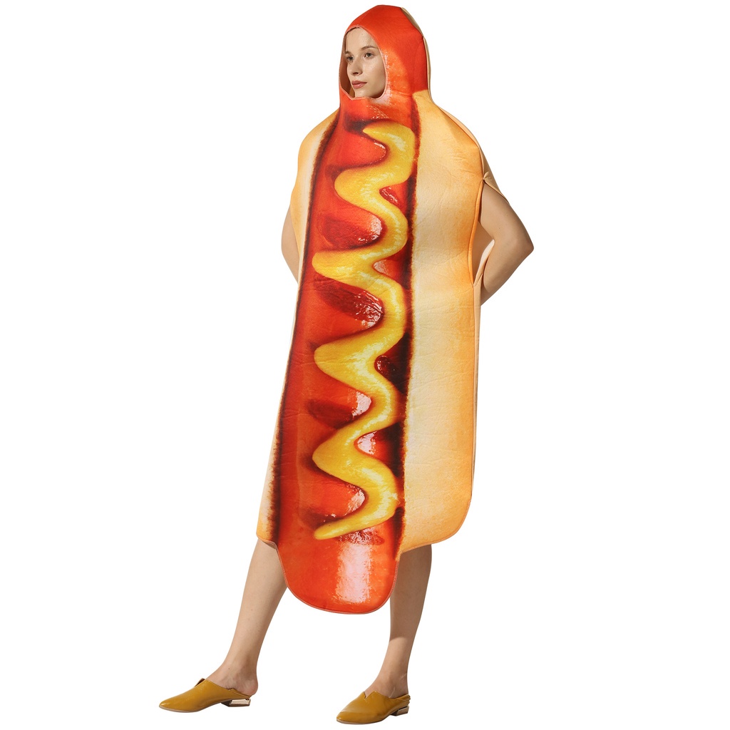 Kostum Hotdog Mascot Costume Roti Sosis Hot Dog Maskot Makanan Halloween