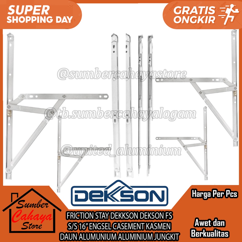 FRICTION STAY DEKKSON DEKSON FS S/S 16” ENGSEL JENDELA CASEMENT KASMEN KASEMEN KASMAN KASMANT HINGE 