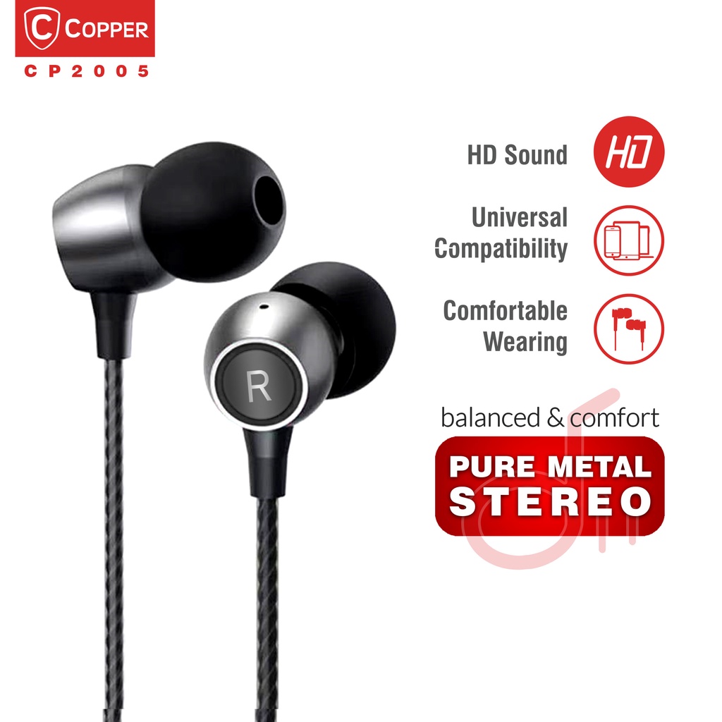 COPPER PURE METAL STEREO CP2005 Series Earphone / Handsfree / Headset