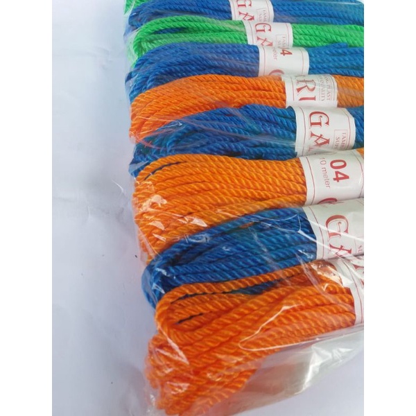 Tali Tambang Panjang 10 Meter Res Dadung Plastik Jemuran Tampar Skyping Nylon Super Quality Diameter 4mm Murah Grosir