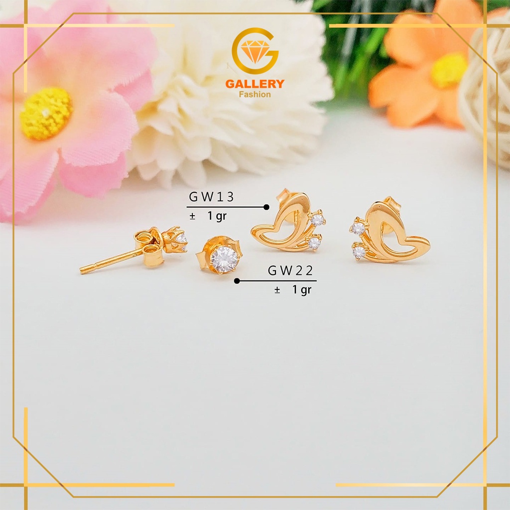 TERMURAH ANTING TUSUK GIWANG EMAS ASLI KADAR 300 (28%) /6KARAT DAN 375 (38%) /8KARAT KODE GW 22 MODE