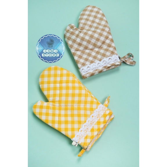 SARUNG TANGAN OVEN Microwave Anti Panas Harga Satuan Hand Glove (1 pc) Cempal Tangan Oven Motif Kotak Gingham by Ismi Store