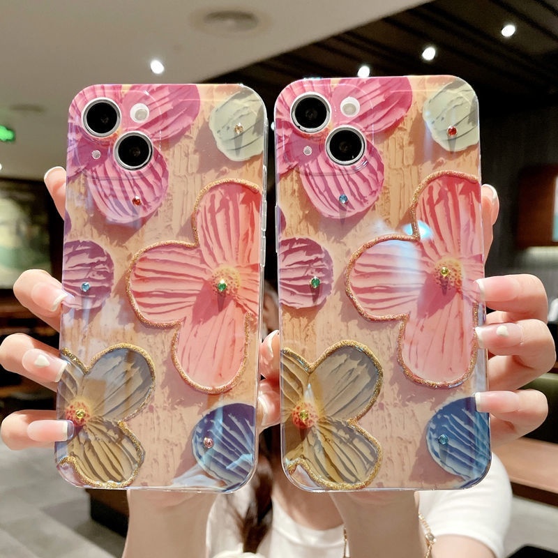 Case Desain Lukisan Cat Minyak Bunga 3d Untuk IPhone 12 13 14 11 Pro Max X Xs Max Xr Vvcxc