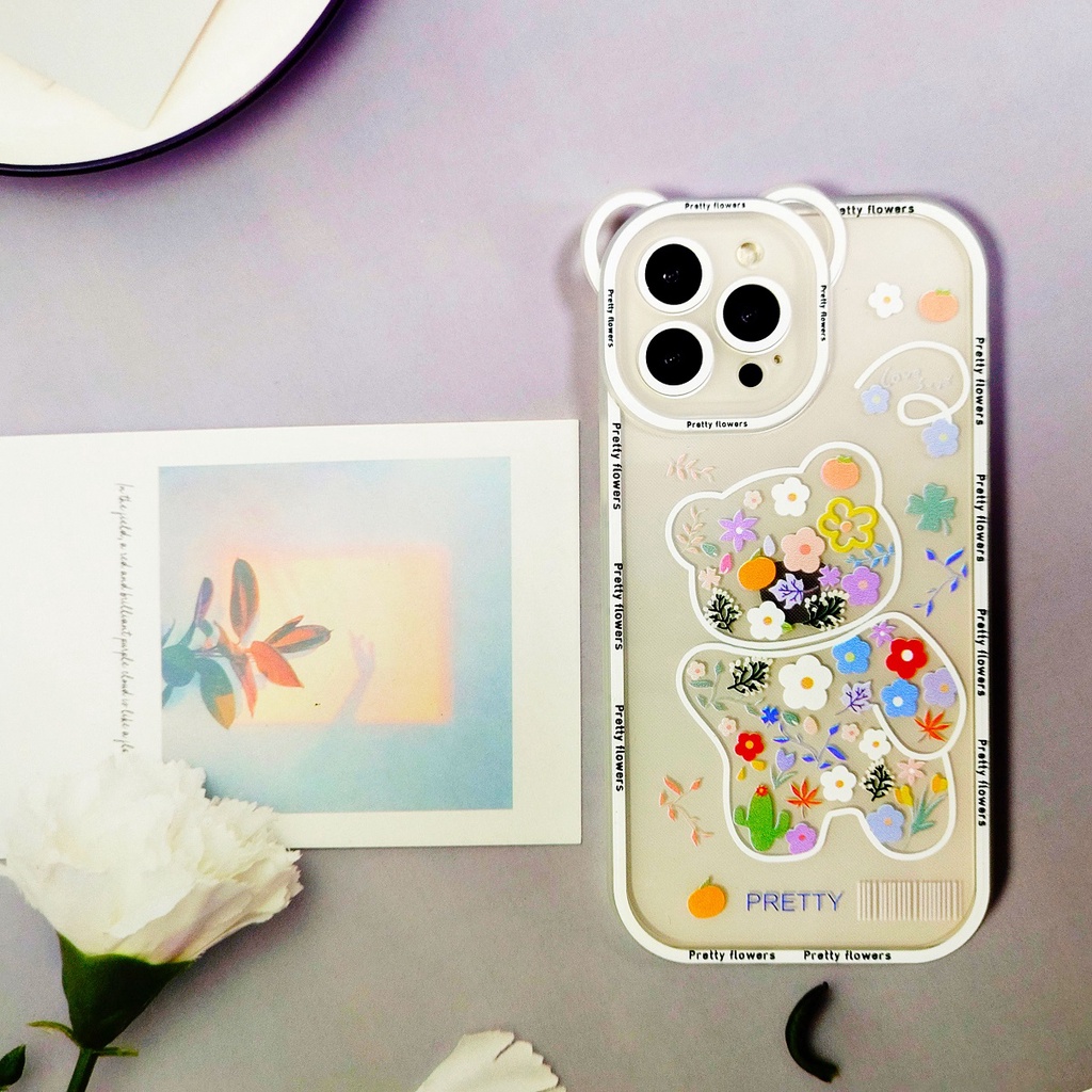 NEW Case Transparant Korea Bear Flower Suitable For IPHONE 11 12 13 Pro Max