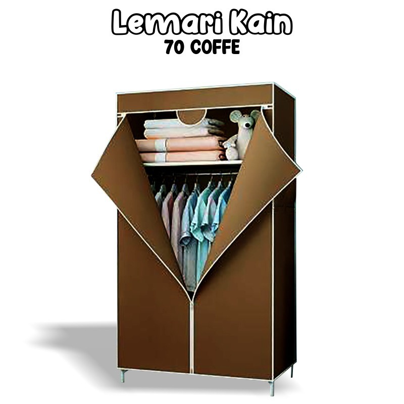 PROMO lemari pakaian / lemari resleting kain portable lemari serbaguna kain resleting ke atas lemari sisi lemari 70