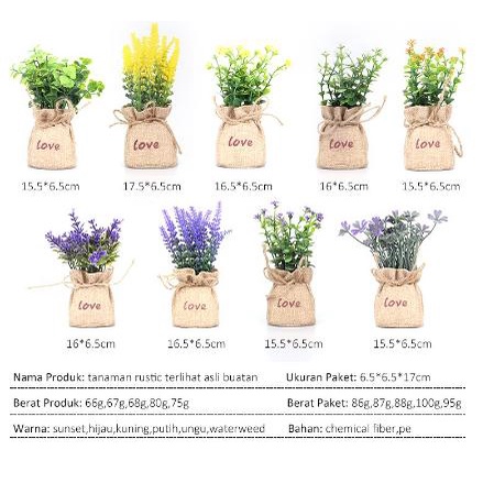 Karung tanaman air, anyaman bunga pot, bunga buatan, tanaman pot kecil, bunga pot