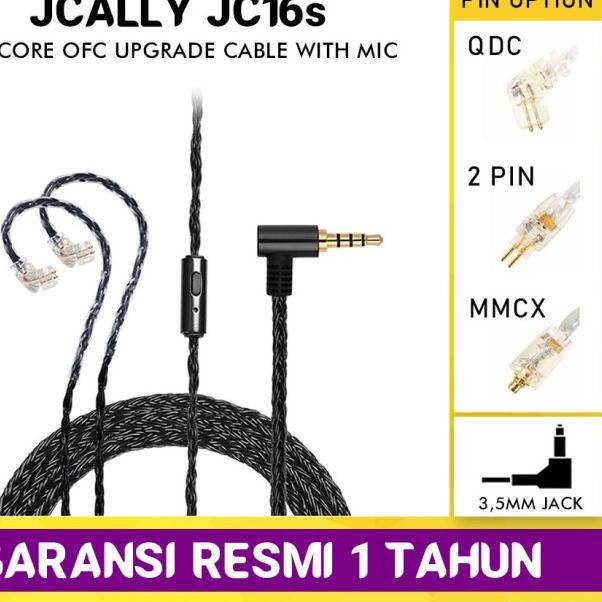 JCALLY JC16S Kabel Upgrade OFC 16 Core with Mic IEM Headset Cable - QDC
