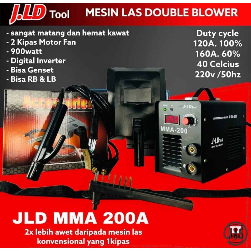 Mesin las JLD MMA200 DOUBLE BLOWER inverter 2 kipas motor fan
