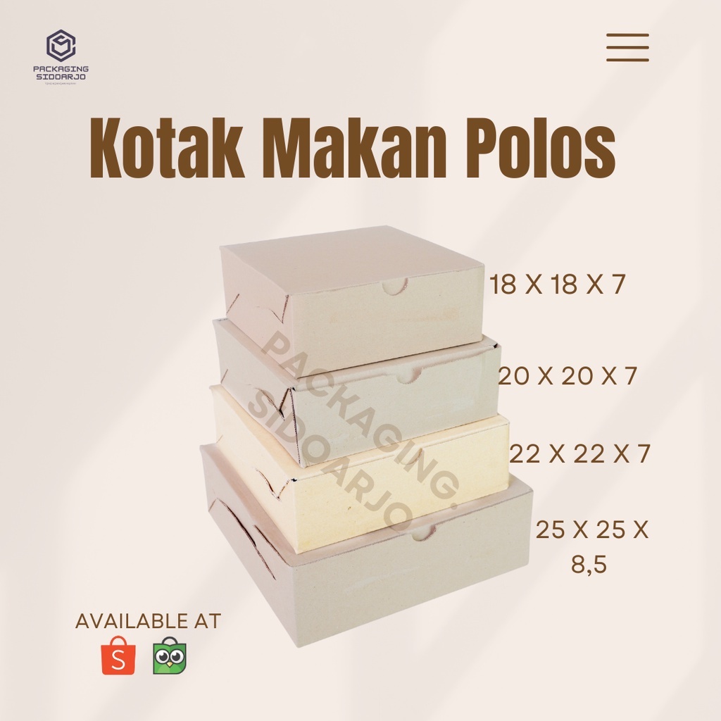 Kotak Nasi Uk. 25X25X8/Box nasi/box kue/Kotak Makan Uk 25X25X8/Kotak Makan/Kardus nasi/Kardus catrin