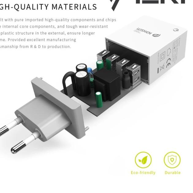 Fieri Wsken Safe 4 USB Ports Charger Adaptor Adapter Fast Charging