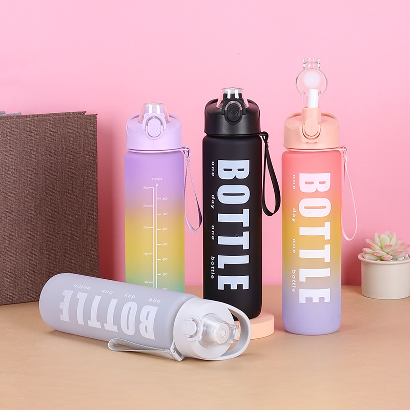 BOTOL MINUM KOREA GRADASI VIRAL MOTIVASI THUMBLER 1LITER Hx 770 FREE STIKER