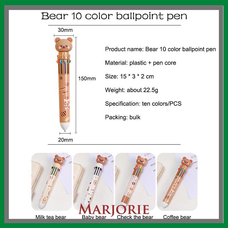 1pc Pulpen Mekanik 10 Warna Warni Rectractable Pen Color Motif Kartun Lucu Bear Grid Kotak Aesthetic Bolpoin Alat Tulis Sekolah-MJD