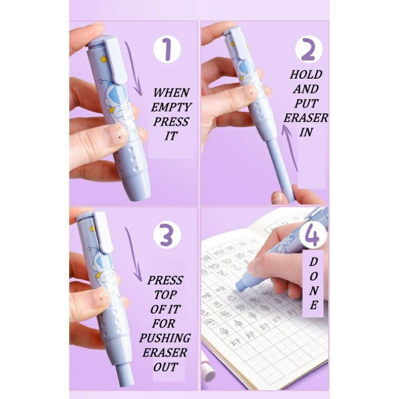 Penghapus Pensil Mekanik Eraser Refill 2pcs Cute Mechanic Pencil Eraser Kids Stationery Anak Lucu