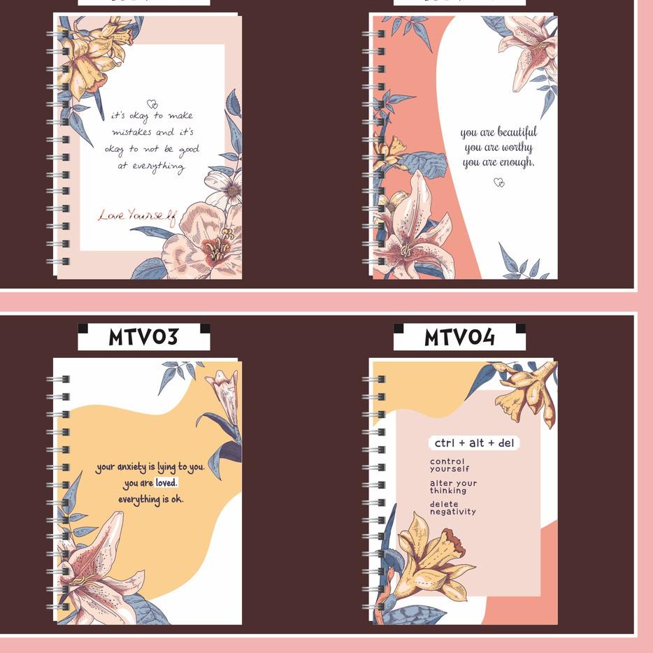 

ゟ Notebook / Ring Note Floral / Bunga Motivasi Quotes Spiral A5 Murah ㍿