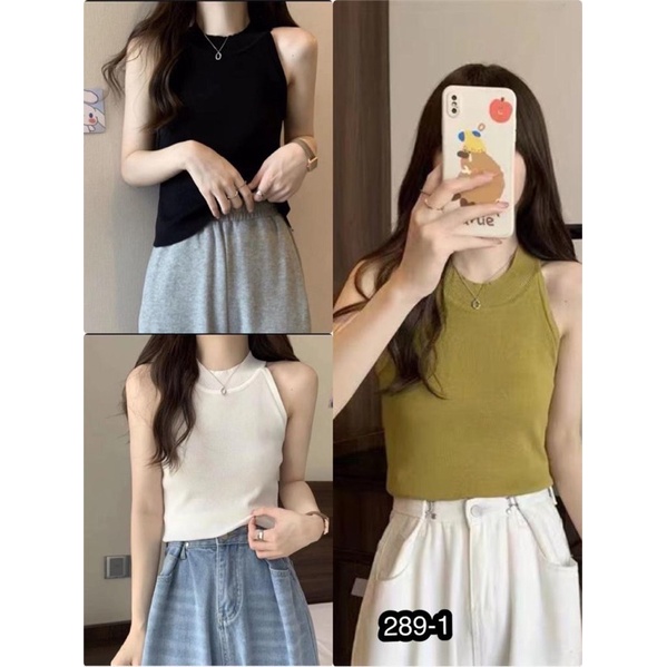 Croptop knit import | croptop rajut leher bulat | atasan crop rajut salur polos | korean fashion import | aquarius boutique89