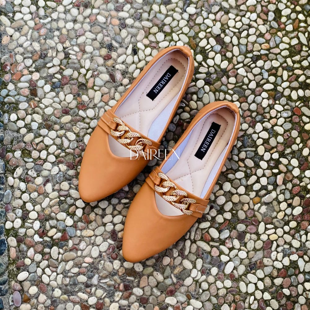 Dinda sepatu wanita flatshoes lucya balet model terbaru 2023 warna coklat ukuran 37-40