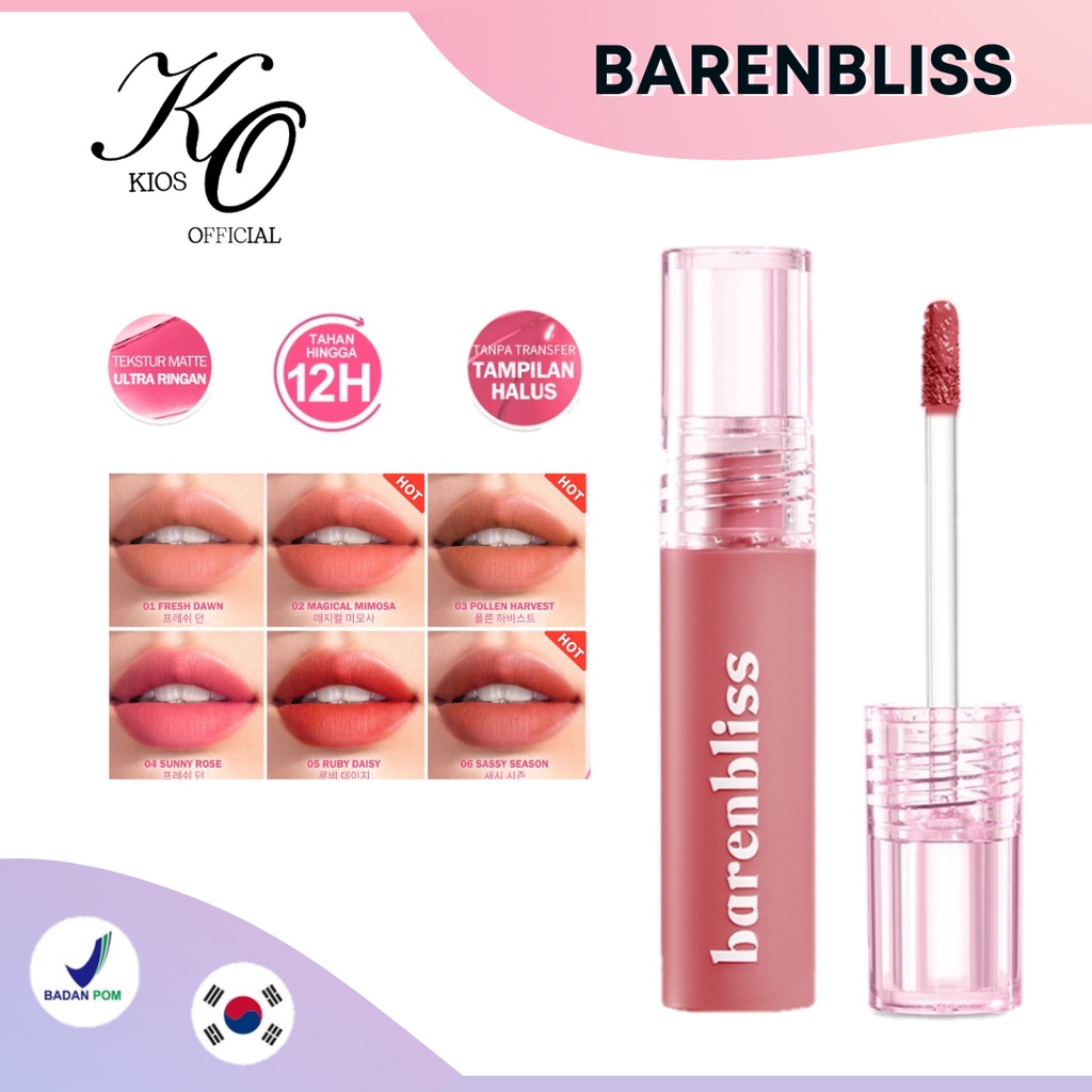 BNB Barenbliss Korean Bloomatte Full Bloom Transferproof Matte Tint | Long Lasting 12H | Lip Tint | Lip Matte