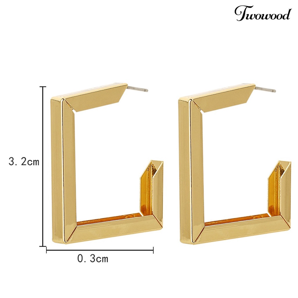 1 Pasang Anting Stud Bentuk Belah Ketupat Geometris Untuk Pesta