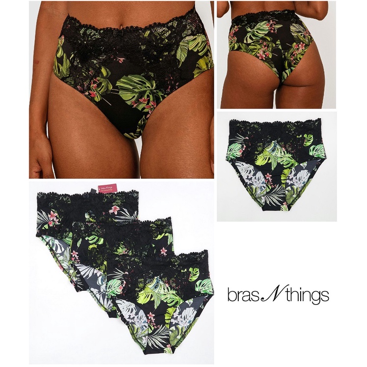 Plus Size Celana / Pakaian Dalam Wanita Bras N Things, Sapphire Midnight Palms High Waisted Panty, P