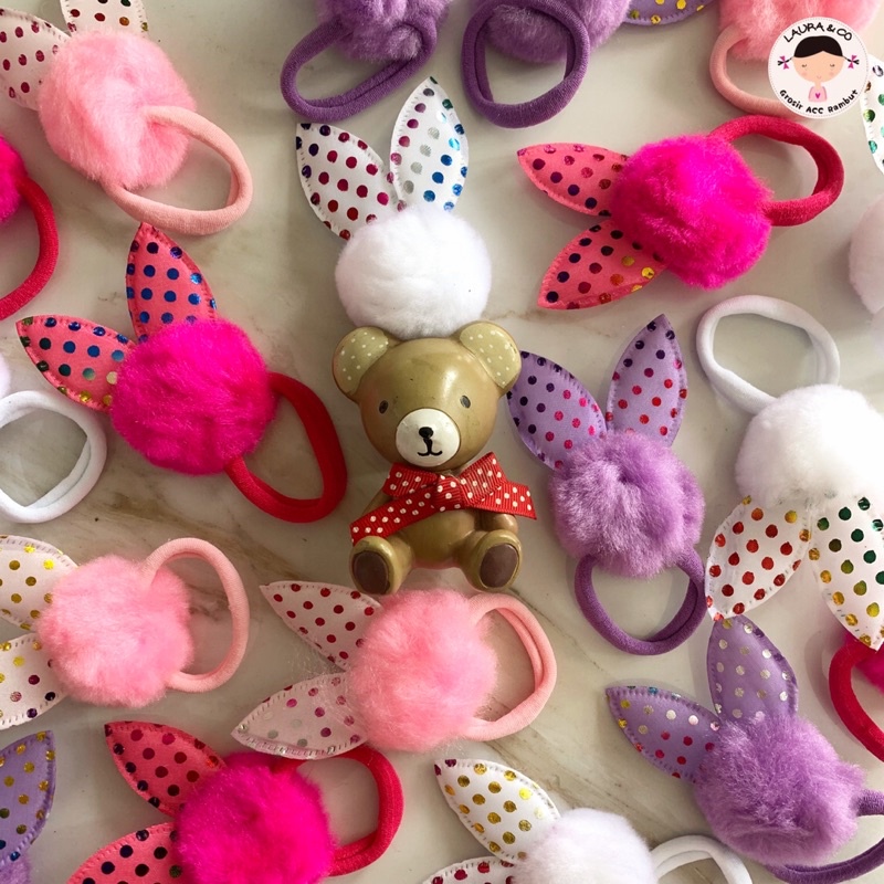 KUNCIR BULU POMPOM 12PC GROSIR LUSINAN POM POM