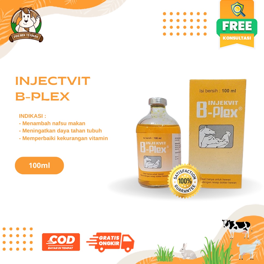 INJEKVIT B PLEX VITAMIN B KOMPLEK 20ML 50 ML dan 100 ML MEDION Meningkatkan Produktifitas dan Sistem Kekebalan Tubuh Hewan B Complex B Kompleks