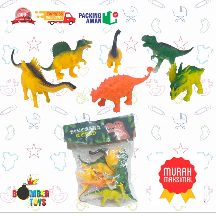 MAINAN ANAK KOLEKSI HAPPY WORLD ANIMAL DINOSAURUS MINIATUR EDUKASI TOY