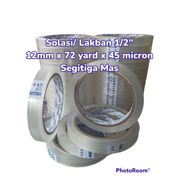 

1 pcs | Lakban/ Solasi 1/2" SEGITIGA MAS 12mm x 72 yard x 45 mc OPP Tape