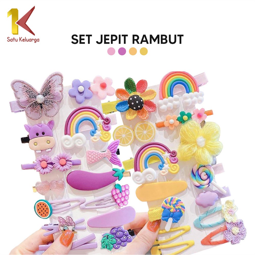 Satu Keluarga Set Jepit Rambut Anak 14 IN 1 C317 Jepitan Rambut Anak Perempuan Hair Clip Jepit Rambu
