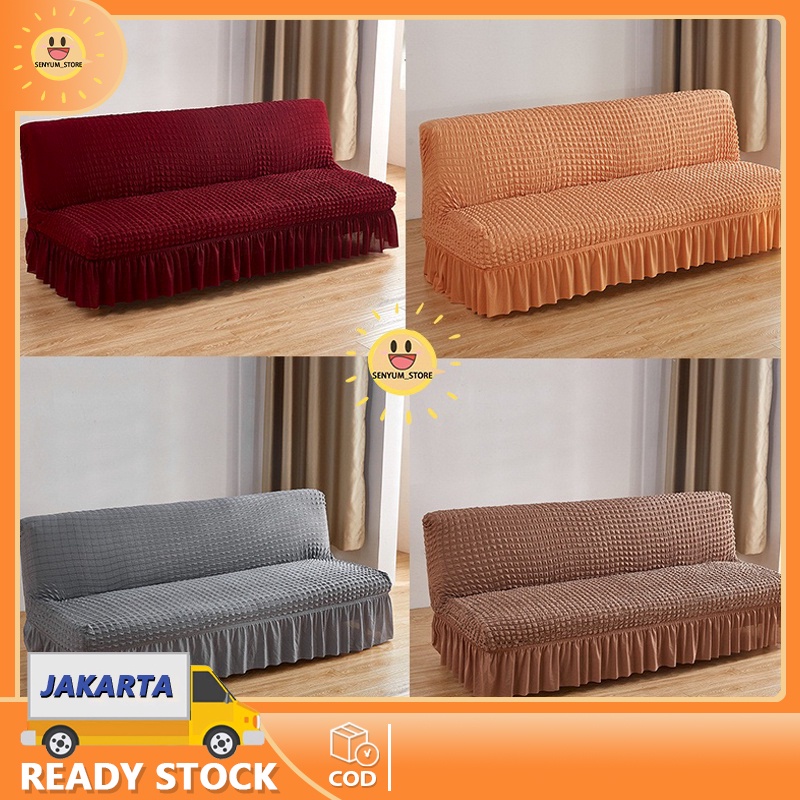 Cover Sofa Bed Penutup Sarung Alas SofaBed Elastic Tebal Sofa Bed Cover With Skirt / Polos Renda