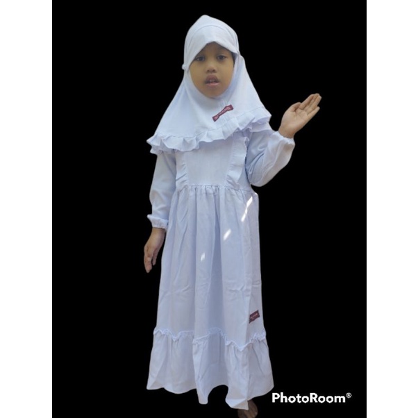 real pict Gamis anak perempuan putih,gamis manasik haji