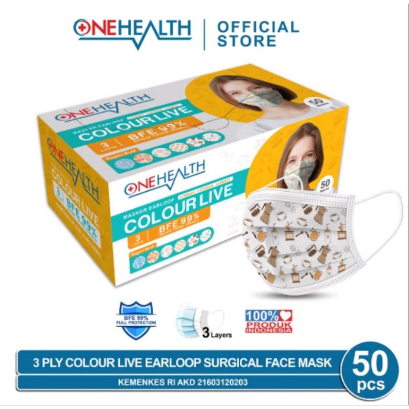 Masker Medis Motif Dewasa Colour Live 3 Ply Onehealth