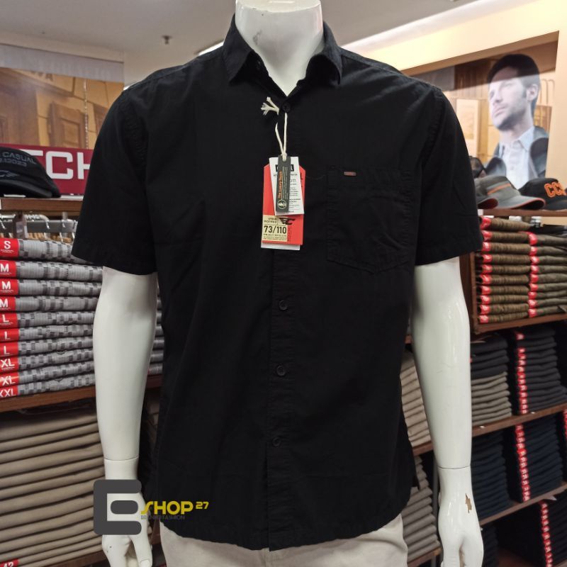 baju kemeja pria cardinal casual lengan pendek hitam