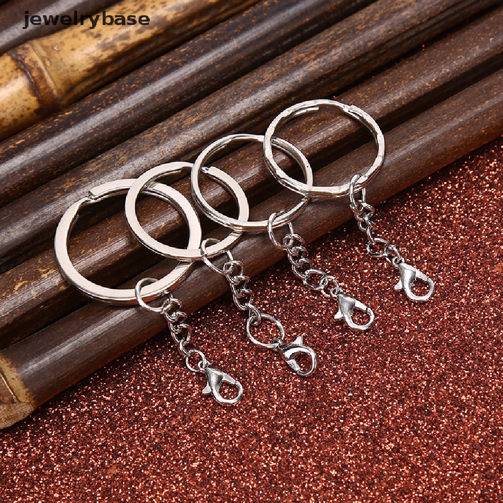 10pcs / Set Gantungan Kunci Split Ring Pendek Warna Silver Polished Untuk Membuat Perhiasan