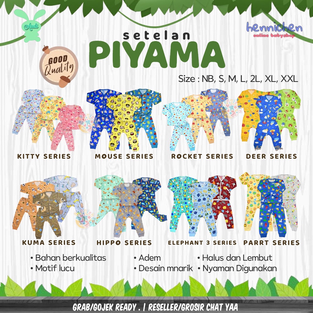 PROMO CUCI GUDANG MOTIF BARU BAJU TIDUR ANAK Aruchi setelan PIYAMA panjang aruchi setelan piyama pendek aruchi anak / BUNNY / TIGER / HIPPO / KITTY / KUMA / SEALION/ LOVEBIRD / UNICORN baju+celana PANJANG BAJU ANAK / BAJU BAYI S M L XL XXL SNI