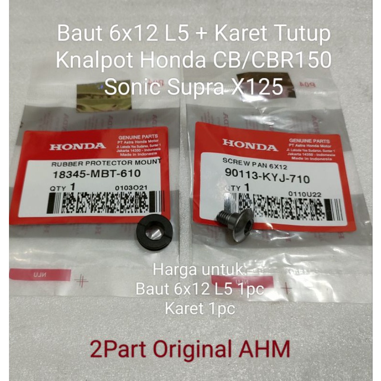 Baut L5 + Karet Tutup Knalpot CB/CBR150 250 Sonic Supra X125 Ori AHM 90113 KYJ 710